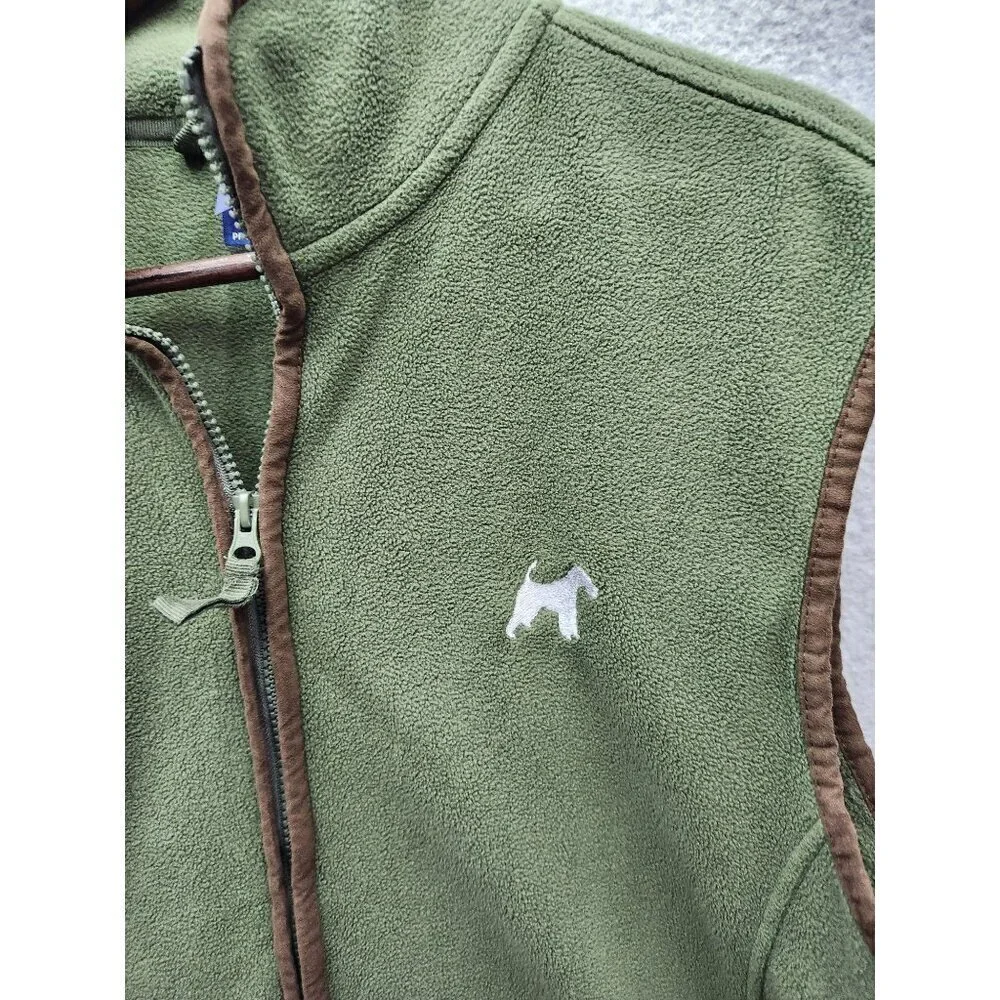 Premier Green Fleece Vest With Scottish Terrier Embroidery & Zipper Closure - Si